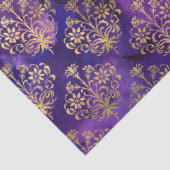 Papier Mousseline Aquarelle violet Motif avec Gold Damask (Détail)