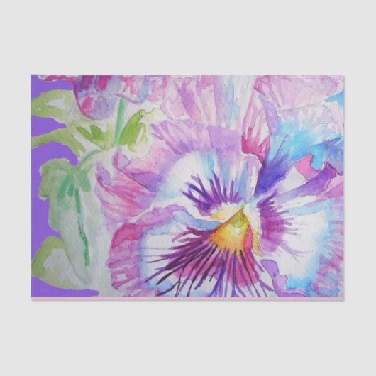 Papier Mousseline Aquarelle violette Panseuse Jolie Fleur Florale (Recto)