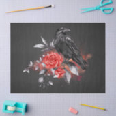 Papier Mousseline Aquarelle Whimsical Rose corbeau noir (Artisanat)