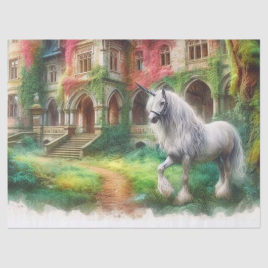 Papier Mousseline Aquarelle Whimsical Unicorn Craft papier de tissus (Recto)