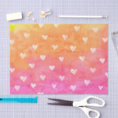 Papier Mousseline Aquarelles Coeurs blancs sur violet et jaune (Artisanat)