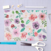 Papier Mousseline Aquarelles colorées modernes Fleurs Motif (Artisanat)