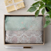 Papier Mousseline Aquarelles pêche et vert et dentelle (Cadeau)