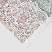 Papier Mousseline Aquarelles pêche et vert et dentelle (Détail)