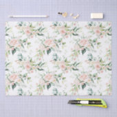 Papier Mousseline Aquarelles rose pastel motif rose (Artisanat)