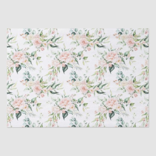 Papier Mousseline Aquarelles rose pastel motif rose (Recto)