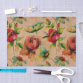 Papier Mousseline Aquarelles Roses rouges sur bois (Artisanat)