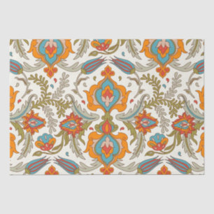 Papier Mousseline Arabe Boho élégant Floral Peacock marocain