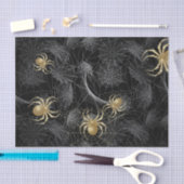 Papier Mousseline Araignées d'or sur papier de tissus noirs (Artisanat)