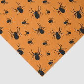 Papier Mousseline Araignées Halloween motif noir et orange (Détail)