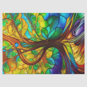 Papier Mousseline Arbre coloré de la vie en verre tendu