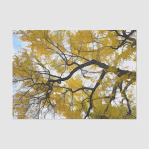 Papier Mousseline Arbre d'automne Feuilles jaunes Ciel bleu