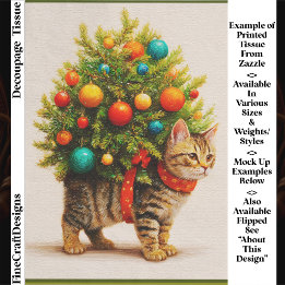 Papier Mousseline Arbre de Noël Adorable Chat/Chaton FN8R Découpage