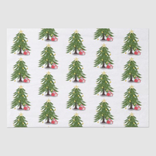 Papier Mousseline Arbre de Noël avec cadeau rouge (Recto)
