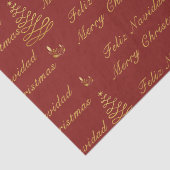 Papier Mousseline Arbre de Noël bilingue rouge et doré (Détail)