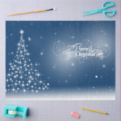 Papier Mousseline Arbre de Noël brillant d'argent bleu (Artisanat)