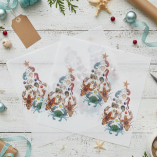 Papier Mousseline Arbre de Noël Crabe Homard Crustacé Mer Fêtes