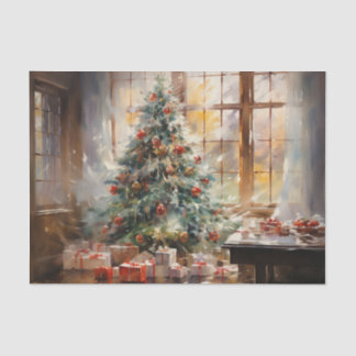 Papier Mousseline Arbre de Noël décoré avec des présents, Nourriture