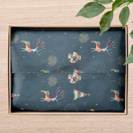 Papier Mousseline Arbre de Noël géométrique moderne rennes