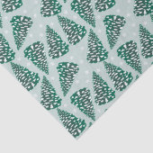 Papier Mousseline Arbre de Noël neigeux Motif vert blanc (Détail)