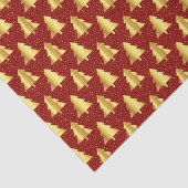 Papier Mousseline Arbre de Noël Or Motif sans couture sur Rouge (Détail)