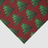Papier Mousseline Arbre de Noël pétillant vert motif rouge foncé (Détail)