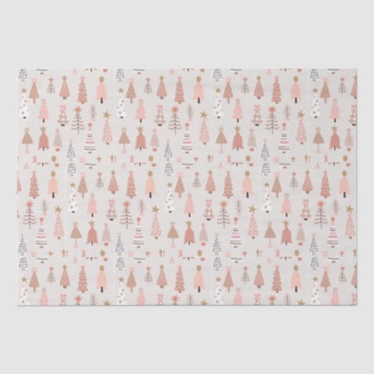 Papier Mousseline Arbre de Noël rose (Recto)