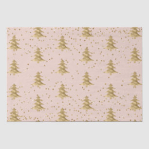 Papier Mousseline Arbre de Noël rose vif en or rayures