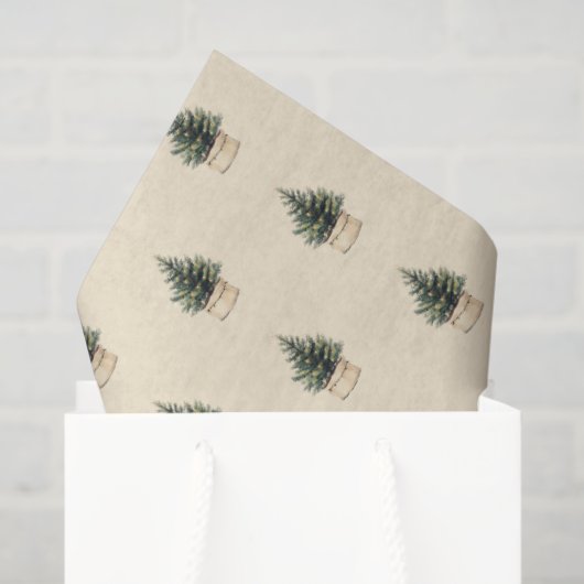 Papier Mousseline Arbre de Noël rustique minimal (Sac cadeau)