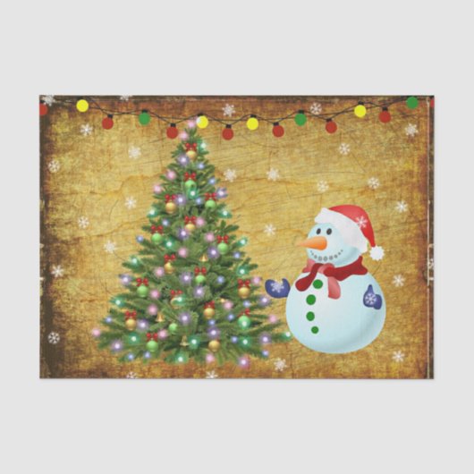 Papier Mousseline Arbre de Noël Snowman (Recto)