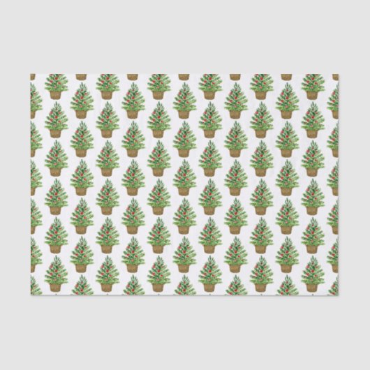 Papier Mousseline Arbre de Noël sur un panier d'osier Motif vacances (Recto)