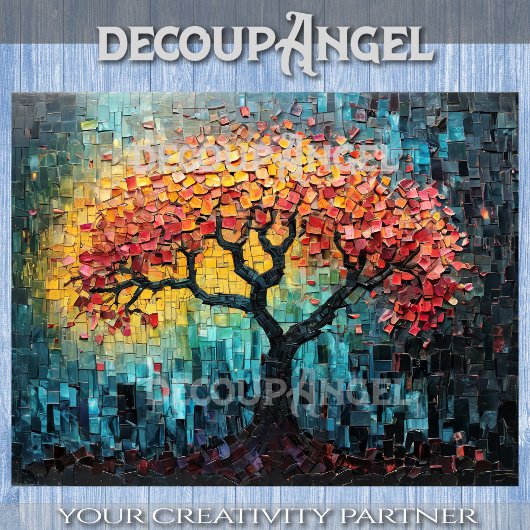 Papier Mousseline Arbre de vie en Art Mosaïque -Découpage-