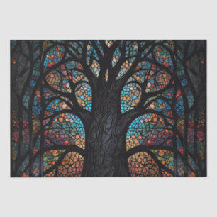 Papier Mousseline Arbre De Vie Vitré Mosaïque Art