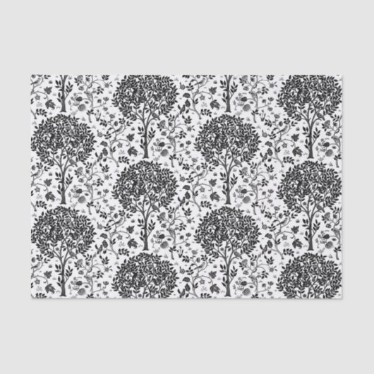 Papier Mousseline Arbre de William Morris de la vie, de noir et de (Recto)