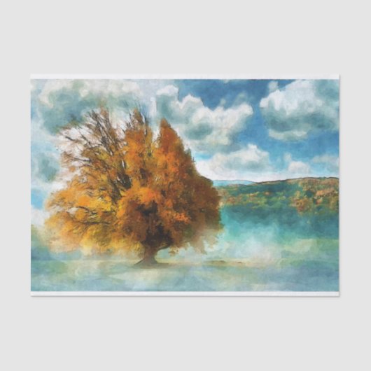 Papier Mousseline Arbre rouge dans la fosse (Recto)