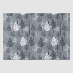 Papier Mousseline Arbres de bleu marine et de blanc