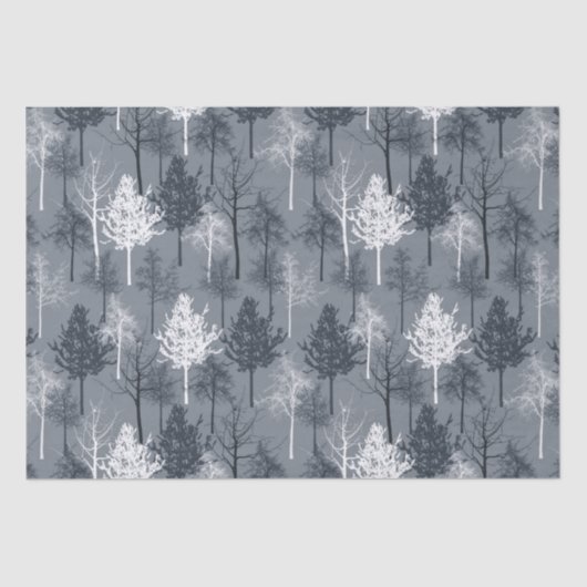 Papier Mousseline Arbres de bleu marine et de blanc (Recto)