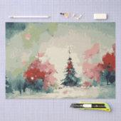 Papier Mousseline Arbres de Noël Abstraits 3 aquarelle (Artisanat)