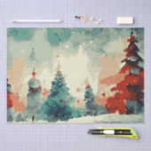 Papier Mousseline Arbres de Noël Abstraits 5 aquarelle (Artisanat)