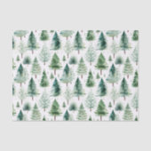 Papier Mousseline Arbres de Noël Aquarelle Motif Vacances vertes (Recto)