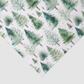 Papier Mousseline Arbres de Noël Aquarelle Motif Vacances vertes (Détail)