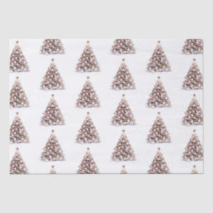 Papier Mousseline Arbres de Noël blanc rose pâle