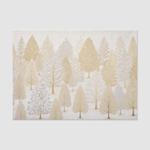 Papier Mousseline Arbres de Noël blancs en argent d'or