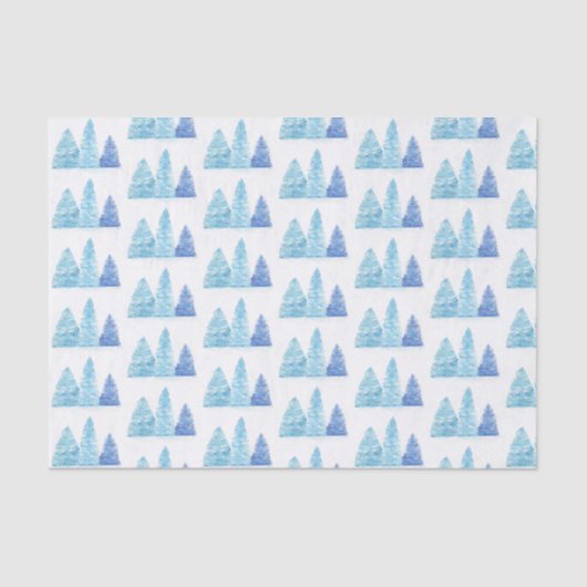 Papier Mousseline Arbres de Noël bleus (Recto)