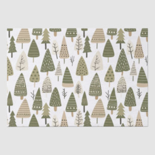 Papier Mousseline Arbres de Noël brun et vert