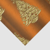 Papier Mousseline Arbres de Noël dorés sur Orange (Détail)