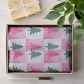 Papier Mousseline Arbres de Noël en damier rose vert Noël (Cadeau)