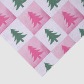 Papier Mousseline Arbres de Noël en damier rose vert Noël (Détail)