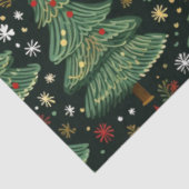 Papier Mousseline Arbres de Noël et étoiles Blanc Vert Noël (Détail)