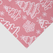 Papier Mousseline Arbres de Noël et flocons de neige rose Noël (Détail)